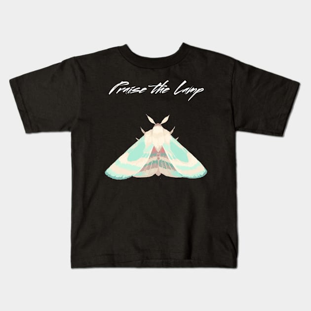 Funny moth praise the lamp Kids T-Shirt by Cleopsys